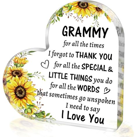 Paperweight - Acrylic Heart Shape - Personalized Gift for Grandmother - Ideal for Birthday Christmas Mother's Day Valentine's Day - 1 Piece (1/5)