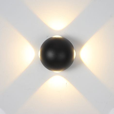 Lampe murale extérieure boule croix noire 12W IP65 étanche éclairage croisé moderne