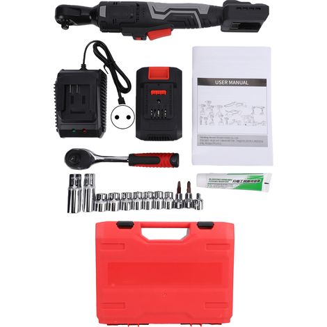 Set clés à cliquet sans fil 3/8" 21V, kit outil électrique vitesse variable batterie 2000mAh - Chargeur UE