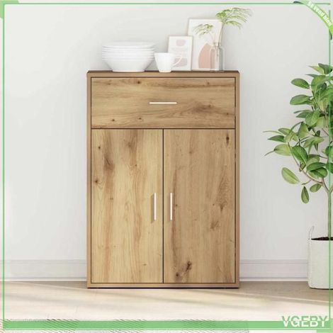 Buffet bas - ABI - Chêne artisanal - 79 x 38 x 80 cm - 2 portes - 1 tiroir (1/5)
