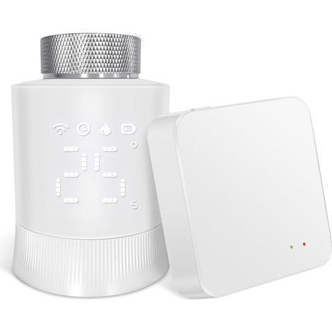 Tête thermostatique Radiateur - 3,0 Tête de Vanne de Radiateur - Avec Kit de connectivité Passerelle - Vanne Thermostatique Programmable - Contrôle des App Smart Life - pour Zigbee, Google - CONENTOOL (1/5)