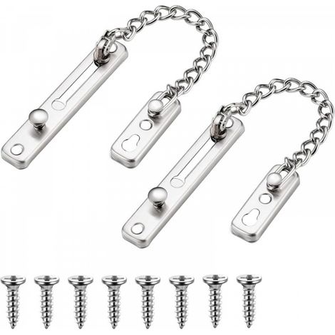 2 Pièces Chaîne de Porte de Sécurité, Chaîne de Porte en Acier Inoxydable, Limiteur de Porte Étroit Verrou de Porte Anti-Vol à Ressort pour la maison (1/4)