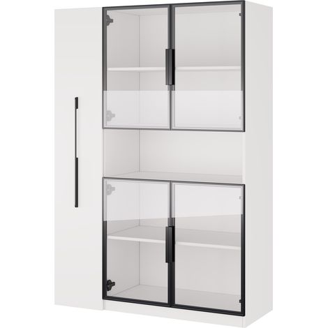 Vetrina in vetro bianca 110x35x160 cm con LED e ripiani estraibili MODENUIT (1/5)