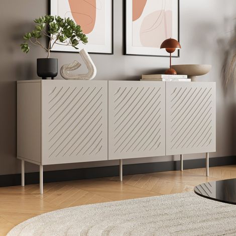 Aparador Estilo, Mueble 1 Estante, 3 Puertas, 3 Huecos, 150.5x42x75h cm Beige (1/4)