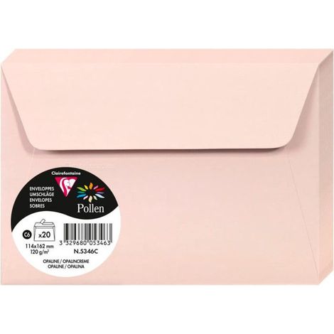 Enveloppes - Format C6 - 114x162mm - Pollen - Opaline - 20 unités - Clairefontaine