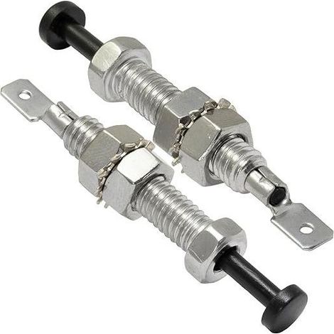 C69368 - Lot de 2 Contacteurs interrupteurs capteurs de capot porte coffre pour système d'alarme auto voiture - filetage M8 - en métal et plastique - sécutité bouton (1/5)