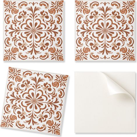 Paquete de baldosas autoadhesivas de PVC con estampado floral ornamental de 20x20x20 cm.