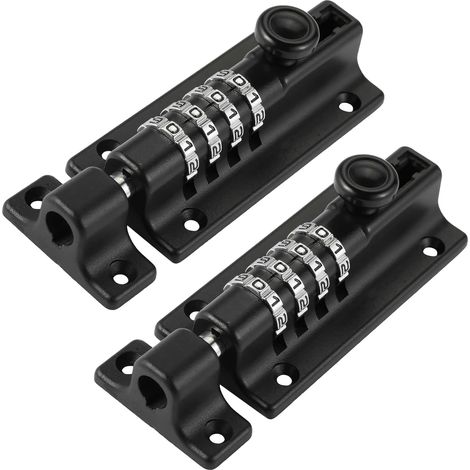 Lot de 2 verrous à combinaison en alliage de zinc massif épais, verrou coulissant de sécurité avec mot de passe, pour abri de jardin, garages, clôtures, portails en fer (noir 4,8 pouces) (1/4)