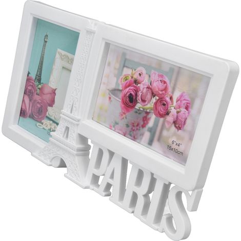 Lot de 2 cadres photo rectangulaires décoratifs pour la maison, cadre photo à 2 trous pour mariage ou fête dans la chambre (1/5)