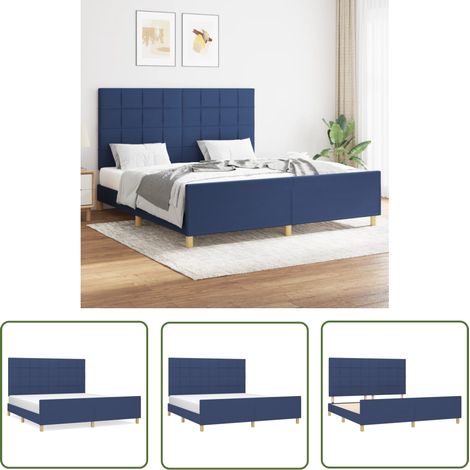 The Living Store Bettgestell ohne Matratze Blau 160x200 cm Stoff - Bettsofa - Boxspringbetten - Doppelbett - Lattenrost - Schlafzimmermöbel (1/5)