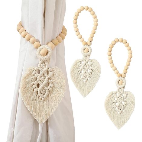Lot de 2 attaches de rideaux bohème en coton, cordons décoratifs faits main pour salon et chambre (1/3)