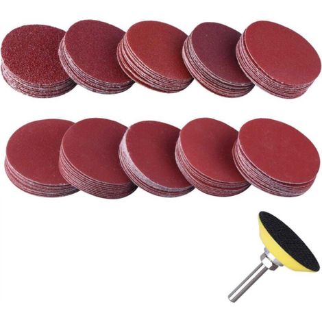 Kit de 25MM Disques Abrasifs, 100 Pièces Disque de Ponçage de Grain 100 180 240 1500 3000 avec TamponRotatif Dremel Disque de Ponçage pour Fraisage Gravure Meulage (1/5)