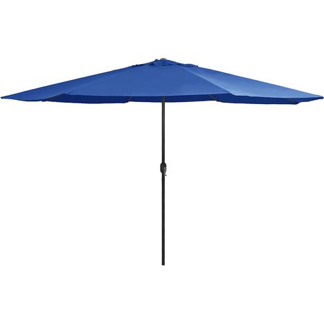 Parasol de jardin avec mécanisme à manivelle et mât en métal bleu azuré 390 x 247 cm - PANGIVO (1/5)