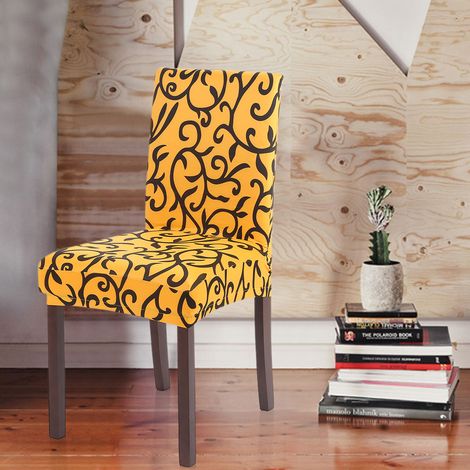 Housse de chaise courte extensible, amovible et lavable de haute qualité, en soie de lait et spandex imprimé, idéale pour les mariages, les fêtes, les hôtels, les salles à manger et les cérémonies. (1/5)