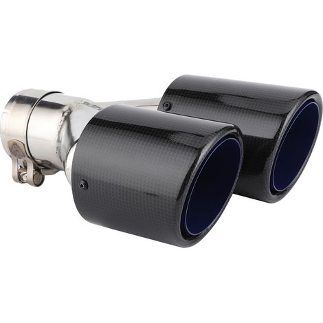 GARRYFIZH Embout d'échappement arrière en fibre de carbone brillante, double sortie en forme de Y, montage côté gauche, universel pour voiture