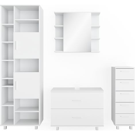 Set mobili bagno Ilias, Bianco, 4 pezzi, Vicco (1/5)