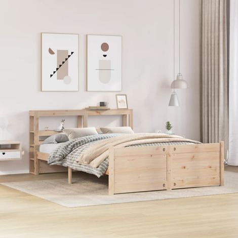 Estructura de cama con cabecero madera maciza pino 140x190 cm vidaXL (1/5)