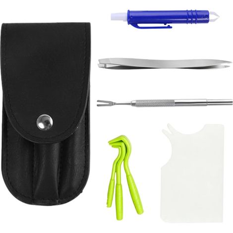 7-in-1 Zeckenentfernungsset mit Etui, Zeckenentferner für Menschen, Zeckenentfernungsset für Haustiere – Anti-Zecken-Haken, Zeckenentferner für Hunde, Katzen und Menschen