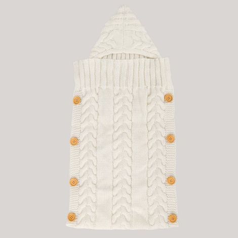 Puckdecke für Neugeborene, gestrickter Schlafsack, Kinderwagen-Puckdecke (beige) (0-6 Monate)