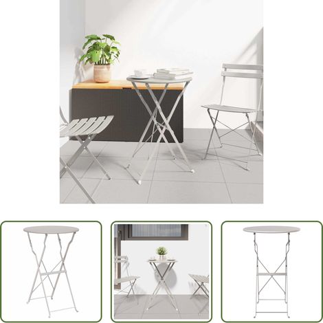 vidaXL Gartentisch -  Bistrotisch Beige Ø 50 x 71 cm Pulverbeschichteter Stahl (1/5)