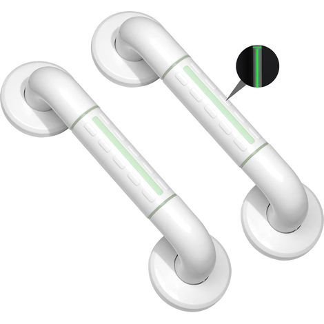 Lot de 2 Barres d'appui de salle de bain en acier inoxydable 304 avec poignée antidérapante- Barre D'Appui Avec Fluorescence 30cm,pour baignoire,toilettes, salle de bain, rampe d'escalier