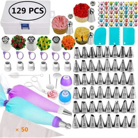 Douille À Décorer - Set De Douilles - En Acier Inoxydable - Pour Sacs À Pâtisserie - 129 Pièces (1/4)