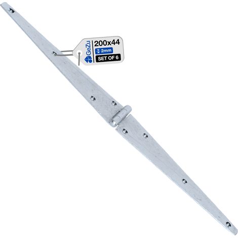 Lot de 6 Charnières de portail ⌀ 200 mm – Galvanoplastie – Penture bout droit – Pentures lourdes avec gonds sur platine – Fixation robuste pour portails et structures bois – GeZu Impex