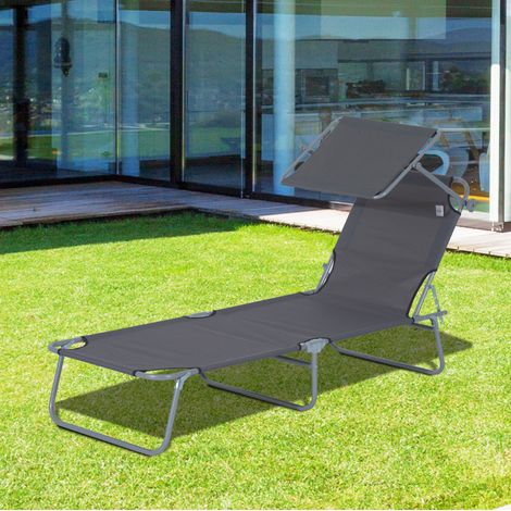 Sitzmöbel Liegestuhl klappbar Metall Grau 187 cm HAVRYA (1/4)