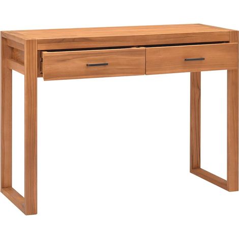 Scrivania Tavolo da ufficio con 2 Cassetti 100x40x75 cm in Legno di Teak (1/5)