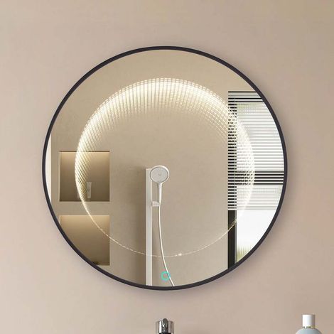 [GEBRAUCHT] B-Ware Lucande Led Spiegel Infinity Wandspiegel Schwarz Aluminium Ip44 60cm (1/2)