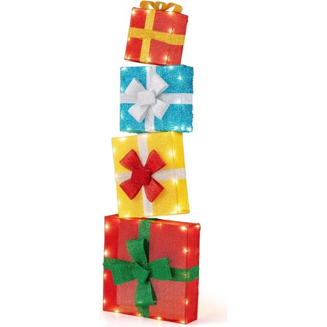 LED-Weihnachtsgeschenkbox-Set - 4 mehrfarbig beleuchtete Boxen