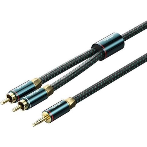 Cable Audio Vention BCSGF/ 2x RCA Macho - Jack 3.5 Macho/ 1m/ Verde y Negro