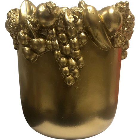 KERSTEN VASO DI CERAMICA CON FRUTTA, 25X25X25 CM, ORO, VASI FIORIERE