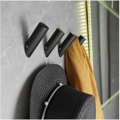 Lot de 4 crochets noirs robustes pour peignoirs, patères, crochets muraux de salle de bain, 7,52 cm