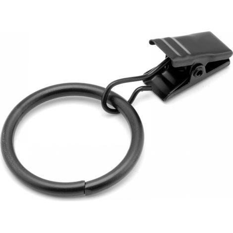 Kit d'anneaux pour rideaux 20 Noirs, Crochets pour rideau de douche, anneaux de rideau, pinces métalliques, accessoires pour rideaux (1/4)