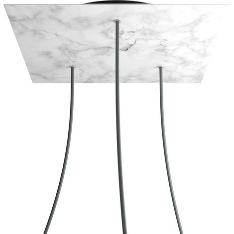 creative cables Rosone XXL Rose-One Quadrato, 400 mm con 3 Fori e 4 Fori Laterali - Marmo Carrara, Nero (1/5)