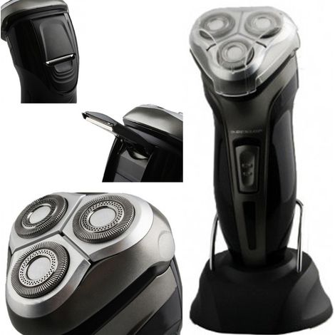 Rasoir électrique Homme 3 Têtes Rechargeable Tondeuse Barbe Moustache Favoris
