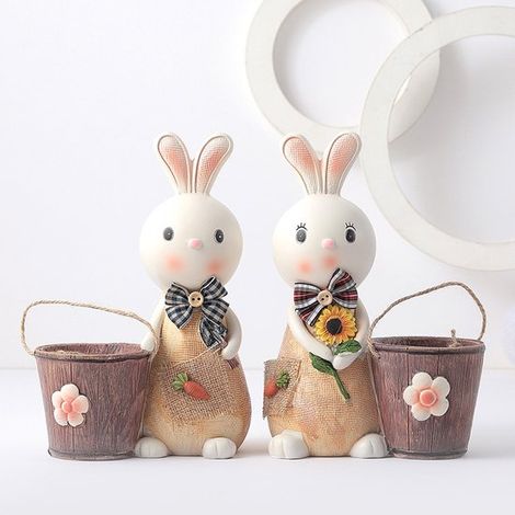 Osterhasen-Organizer – 2-teilig, Büro, Blumentopf, Stiftehalter, Sparschwein (1/2)