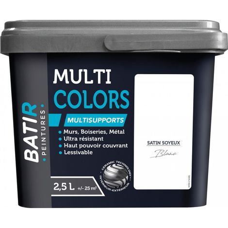 Satin-glänzende Mehrzweckfarbe für Bauarbeiten, 2,5 l, Weiß