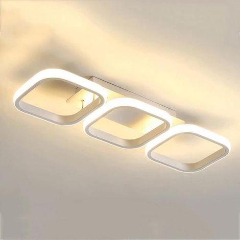 Modern square minimalist white LED ceiling light with 3 heads, warm light for living room, kitchen, bedroom (1/5)