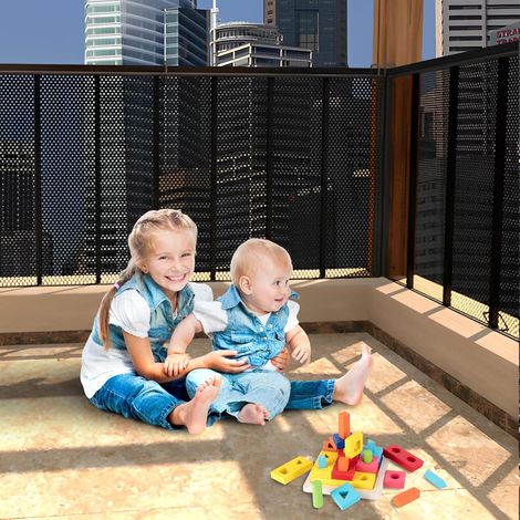 6 Mètres Filet de sécurité pour Bébé, Filet de Protection Anti-chute pour Escaliers, Balustrades de Balcon et Clôtures, et Réglable pour Enfants, Animaux Domestiques, Jouets, 60,9 Mètres Noir (1/5)