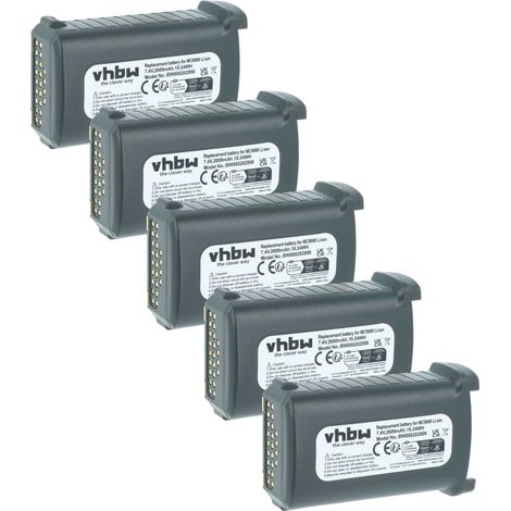 vhbw 5x Battery Replacement for Symbol 21-65587-03, 21-65587-02, 21-65587-01, 21-61261-01 for Handheld Mobile Computer (2600 mAh, 7.4 V, Li-Ion) (1/4)