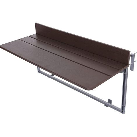 Table de Balcon Rabattable, Table Suspendue avec 5 Hauteurs Réglables pour Extérieur Jardin Terrasse, Table en Profilé D'aluminium Pliante de Garde-Corps (1/5)