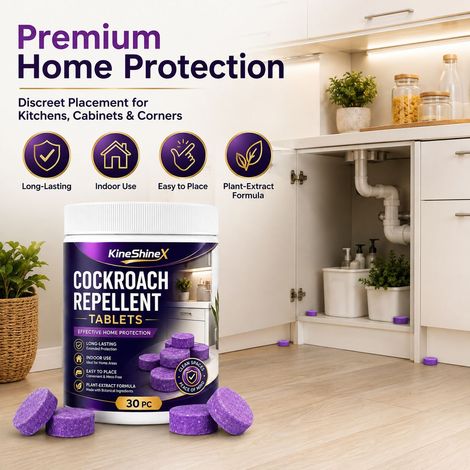 KineShineX cockroach repellent tablets offer long-lasting protection for indoor use, conveniently placed in kitchen cabinets and corners. (1/4)