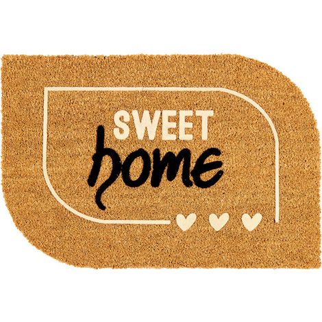 Tappetino 100% Cocco, Design Flocage Sweet Home, 60 x 40 cm
