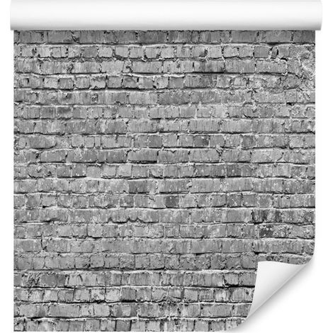 Carta da parati effetto muro di mattoni grigi per soggiorno e camera da letto, 50x1000 cm (1/5)
