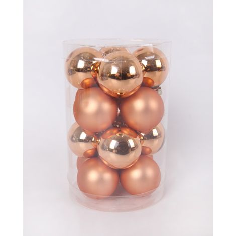 TrendLine Weihnachtskugeln aus Glas Ø 3,5 cm brandy-braun 16 Stück Weihnachtskugel