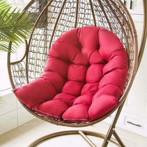 Balançoire Suspendue Panier Coussin,Hanging Egg Chair Hammock Tapis Chaise Siège Amorti Fauteuil Coussin Déhoussable pour Patio Jardin,Grand Confort,tapis de gondole,Burgundy(n\'inclut pas la gondole) (1/4)