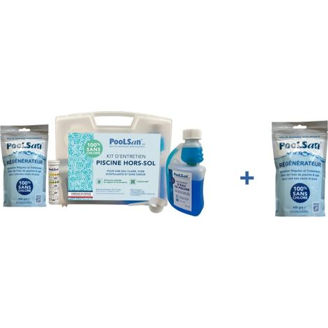 Pack traitement complet Poolsan Piscine Hors-sol sans chlore + sachet régénérateur