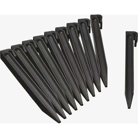 Direct Filet – Lot de 10 piquets de bordure de jardin 26,7cm – En polyéthylène recyclé – Fixation par emboîtement ou vissage – Compatible avec bordures 10m x 15cm (1/4)